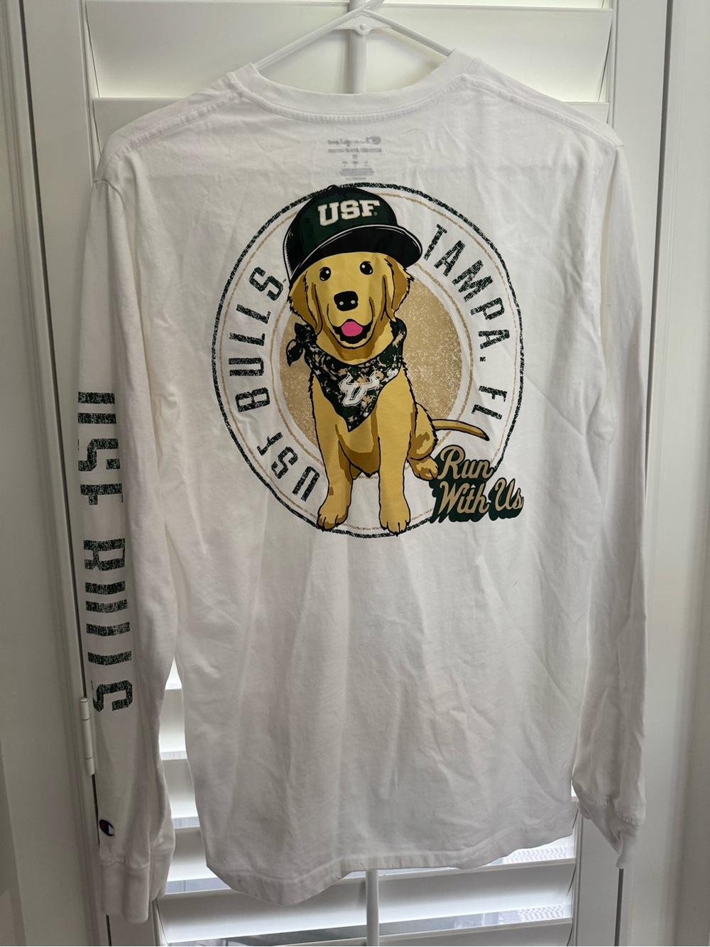 USF Golden Retriever Graphic Long-Sleeve Tee - White/Green
